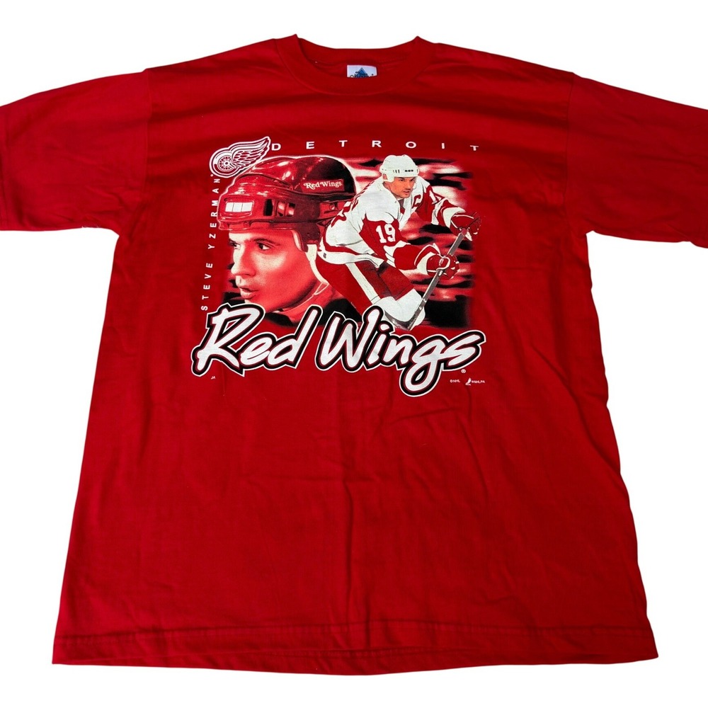 Vintage Tour Champ‎ Detroit Red Wings Steve Yzerman Graphic T-Shirt Red Mens M